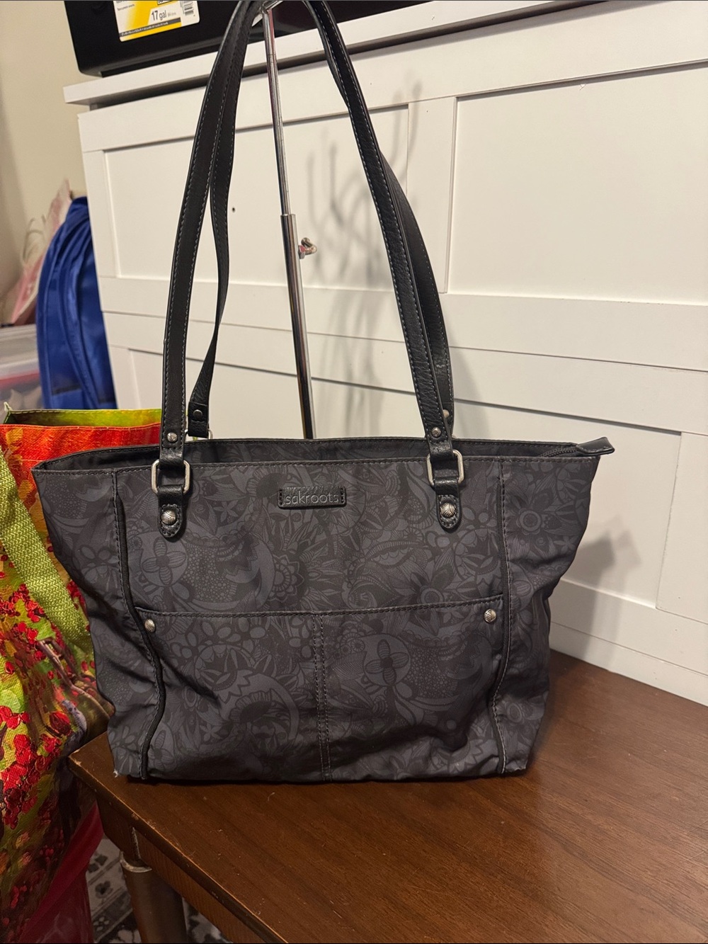 Sakroots Charcoal Floral-Print Tote Bag